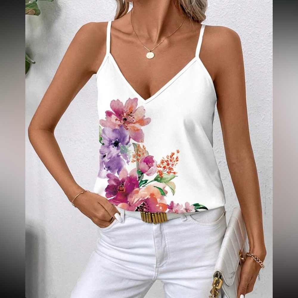 Floral White Camisole Top